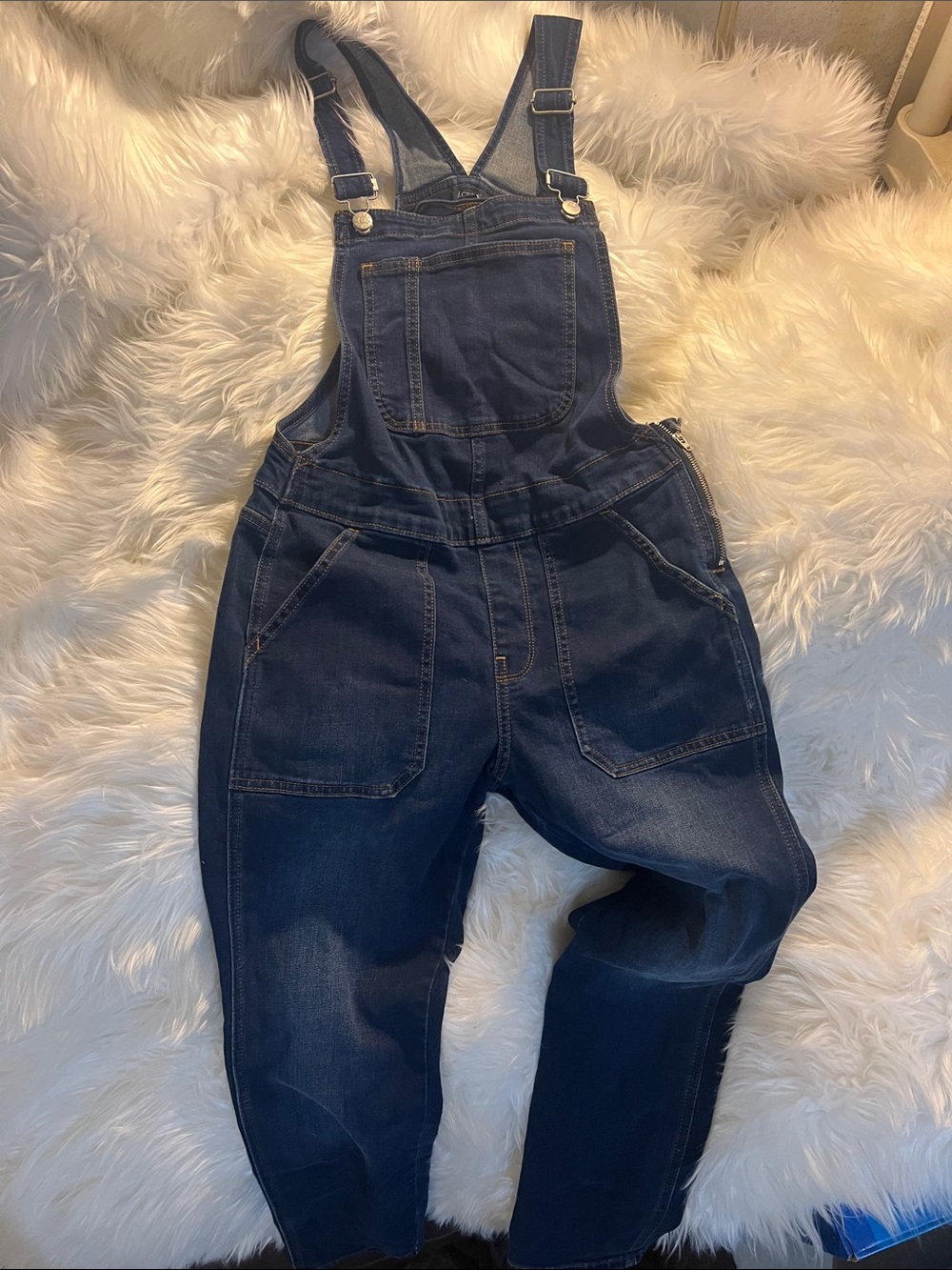 J. Crew Dark Blue Denim Overalls with Front Bib